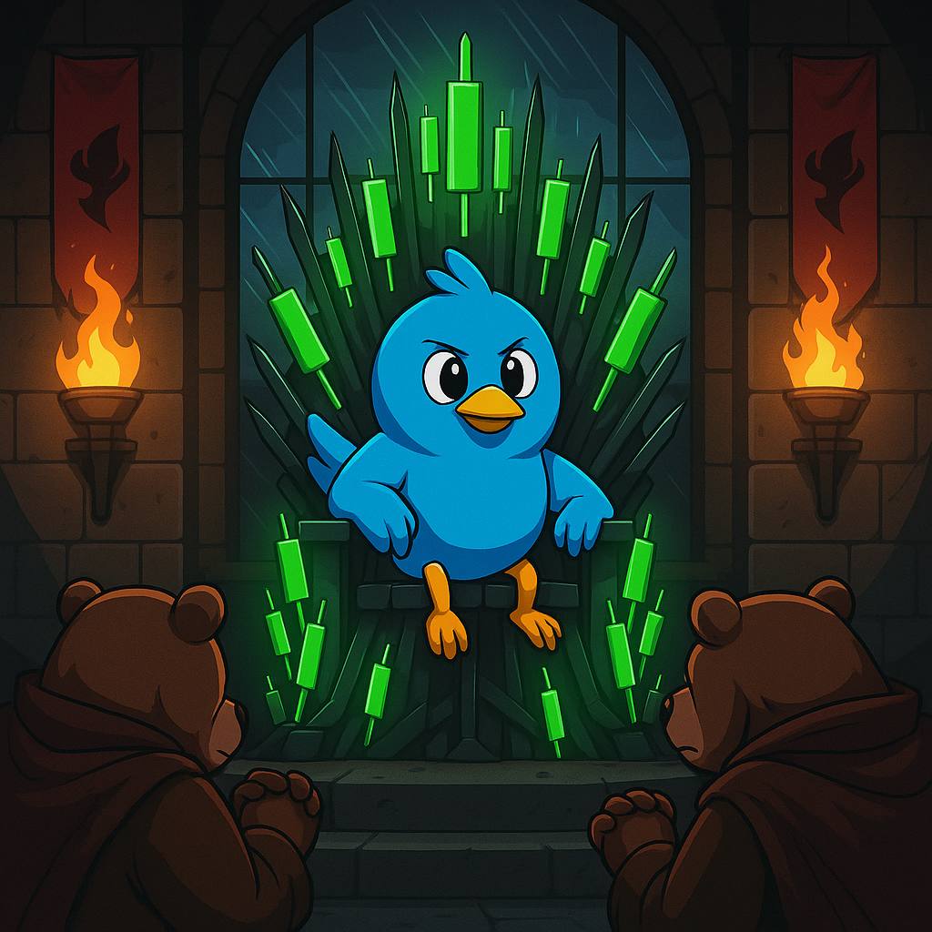 $SIMON Twitter vs X meme - Blue bird beats the rebrand